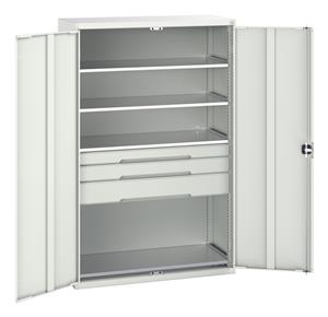 Bott Verso Basic Tool Cupboards Cupboard with shelves Verso 1300W x 550D x 2000H Cupboard 3 Drawer 4 Shelf